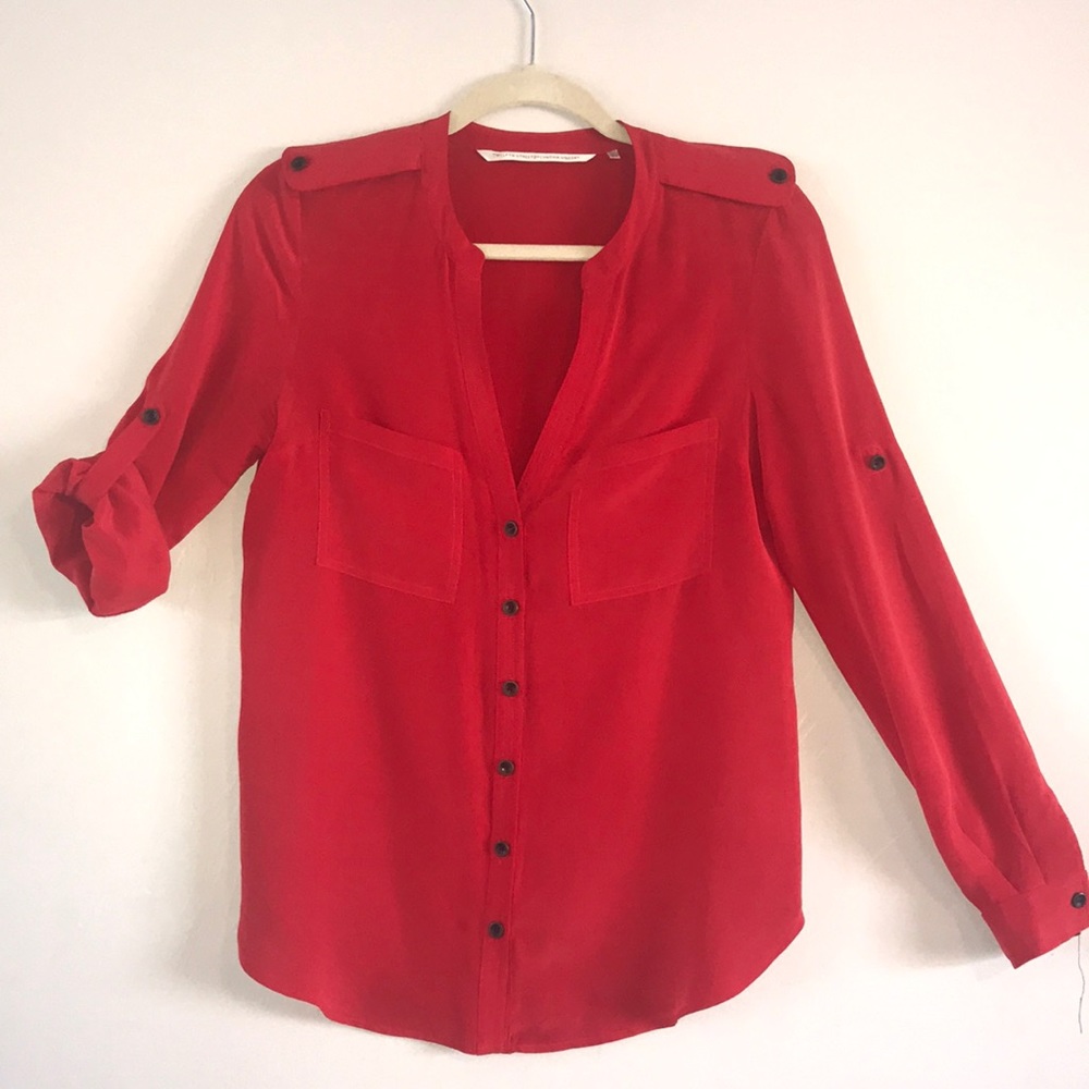Red Silk Blouse